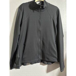 Isabella Activewear Women's Ruffle Back Peplum Jacket Amore Knit Black XL NWT